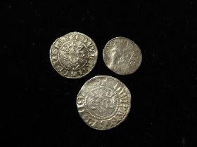 Edward I silver (3): Penny of London class 1d, S.1383, 1.39g, GF; Penny of Durham class 9b, S.