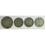 British West Indies silver (4) 'anchor money': IV 1822 and 2x VIII 1822 (one holed) Fair-GF