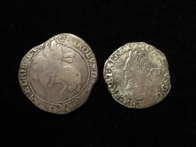 Charles I silver (2): Halfcrown mm. triangle-in-circle, S.2779, 14.30g, VG; along with Shilling