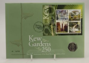 Fifty Pence 2009 "Kew Gardens" BU in a Royal Mint first day cover.