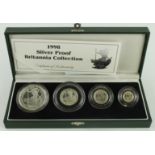 Britannia Silver Four coin set 1998. Proof aFDC. Boxed as issued