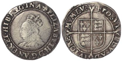 Elizabeth I hammered silver Shilling mm. cross-crosslets, Second Issue 1560-1, S.2555, Fine, a few
