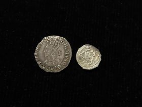 Charles I silver minors (2): Penny mm. two pellets, S.2845, 0.59g, VF, and Halfpenny rose/rose S.