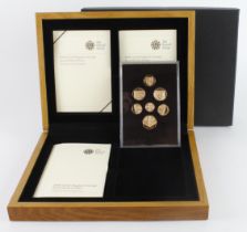 Proof Set 2008 "Royal Shield of Arms". The seven coin set (£1 down to 1p) struck in 22ct gold. FDC
