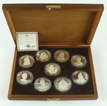 British Commemorative Medals (9) each 44.7g hallmarked sterling silver by the Birmingham Mint: