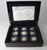 GB & Commonwealth hexagonal silver proof Crowns (18): Royal Mint: 1947-2007 Diamond Wedding