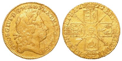 Half Guinea 1722, a rough detector find but some details aVF