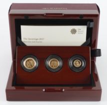 Three Coin Set 2017 (Sovereign, Half Sovereign & Quarter Sovereign) Proof FDC boxed as issued