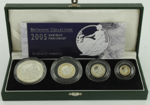 Britannia Silver Four coin set 2005. Proof aFDC. Boxed as issued