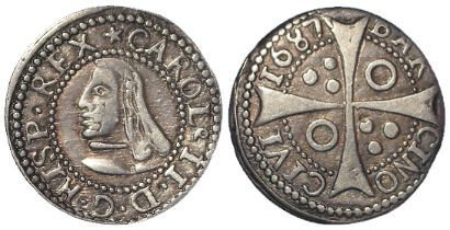 Spain, Province of Barcelona, Charles II "the bewitched" silver Real (Croat) 1687, KM# 40 (scarce