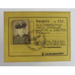 Germany from a one owner collection, an SS Pass card / Ausweis for Scharfuhrer Hans Schmidt for