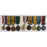 Minature Medal groups mounted as worn - 1915 Star Trio, GV Territorial Efficiency Medal. With 1915