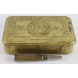 WW1 1914 Princess Mary brass gift tin with bullet pencil, pencil card holder and Mary 1915 gift card