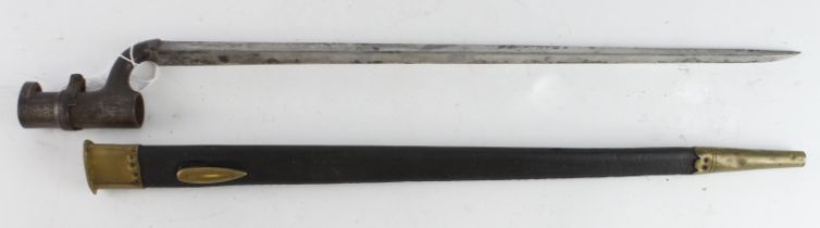 British Pattern 1853 Socket Bayonet, blade 17", ricasso with stamp "Mc" (Mole ?) socket marked "