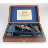 Revolver mid 19th century percussion Beals pattern in fitted case with accessories, Robert Jones