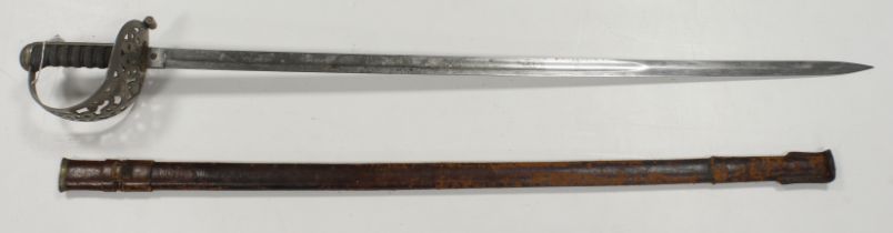 1857 (?) pattern Infantry Officers Sword, blade 35", etched with GV cypher and SN:5529, ricasso