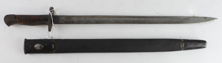 Bayonet P07 by Sanderson, made Nov 1916, right hand grip has a 2.5" triangular loss, period