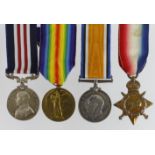 Military Medal GV (name erased) 1915 Star Trio (1385 Pte H C Betts 7/London Regt) star gilded, MM