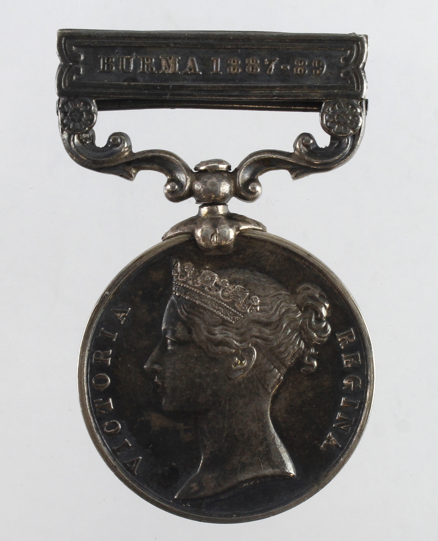 IGS 1854 with Burma 1887-89 clasp (1723 Pte J Moore 2d Bn Norfolk Regt). Confirmed to roll