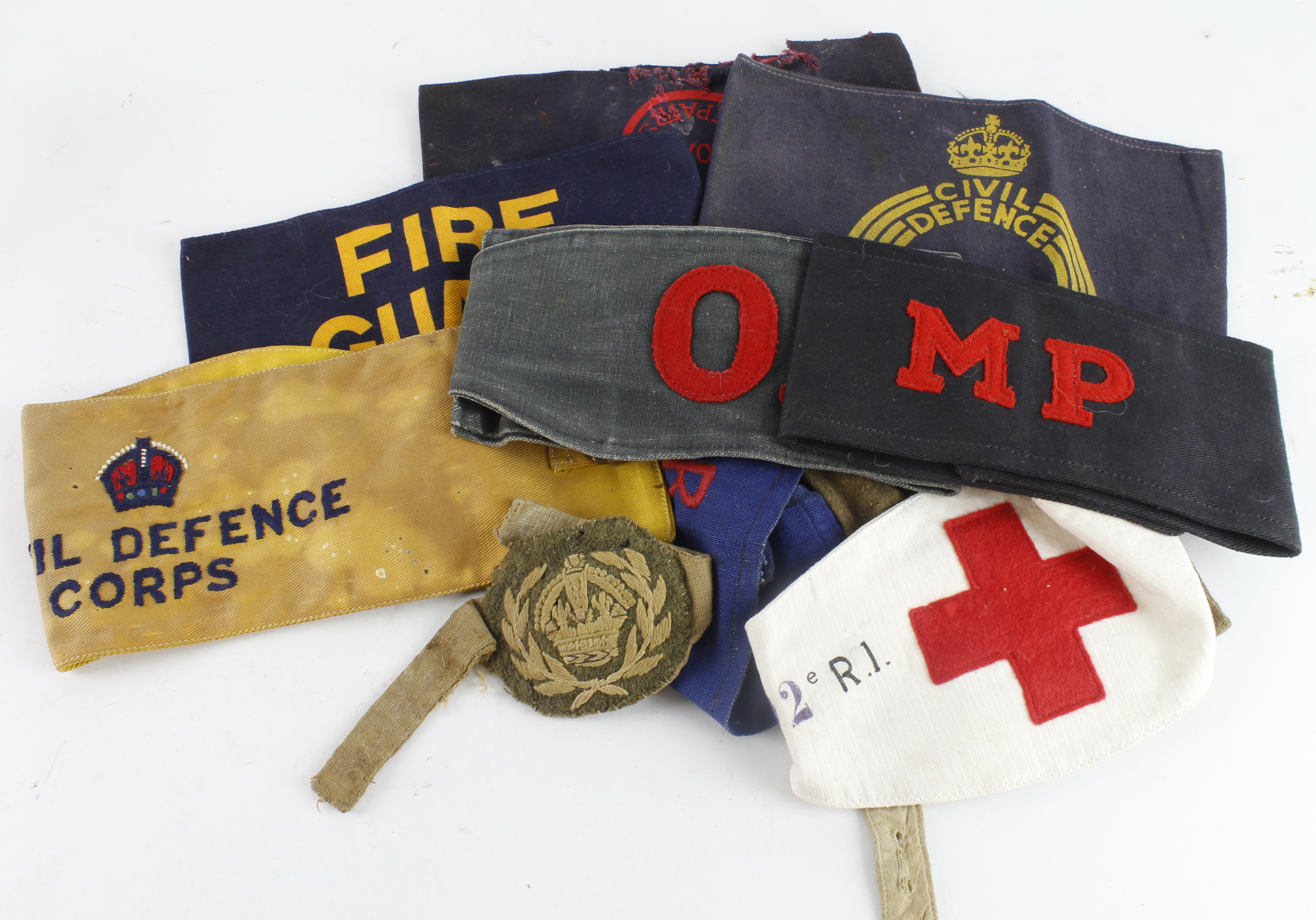 WW2 British arm bands collection of military and home front.