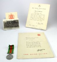 WW2 Home Guard certificate of service, Defence medal, photo and Kent Special Constabulary service