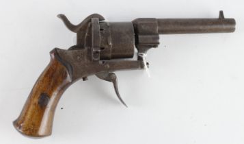 Belgian Pinfire Pocket Revolver, 6 shot, sidegate loading, barrel 3.5", calibre approx .32. Ejection