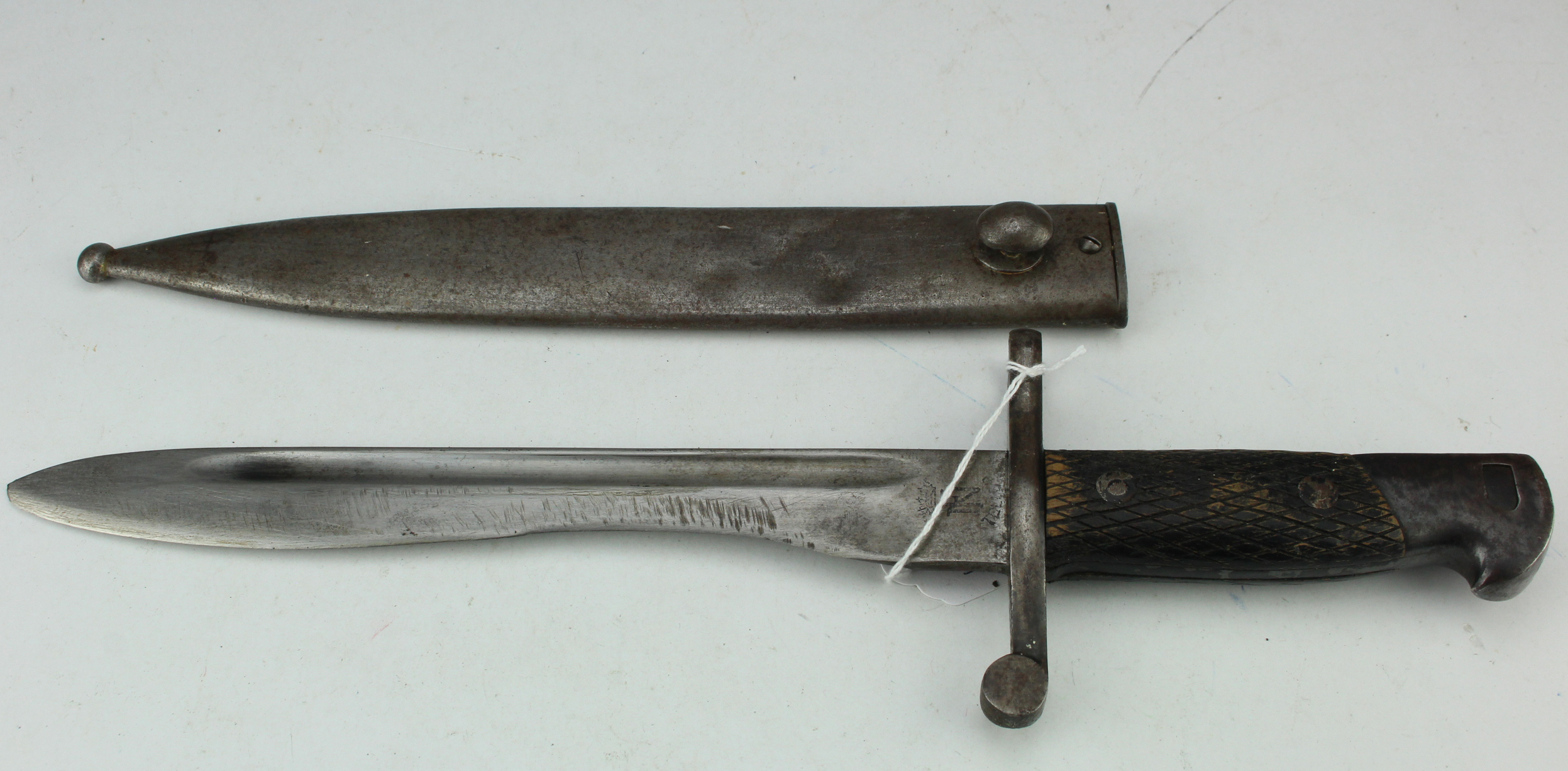 Spanish M-1941 Bayonet for the Mauser Rifle, "Bob" blade, ricasso marked "NF" and "Toledo", with