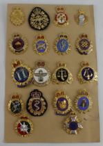Badges a card of EIIR Canadian cap badges 18x different inc Officers.