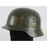 German M40 Helmet, made by Thale, size 66, marked '307', good liner, leter Decals, badly repainted