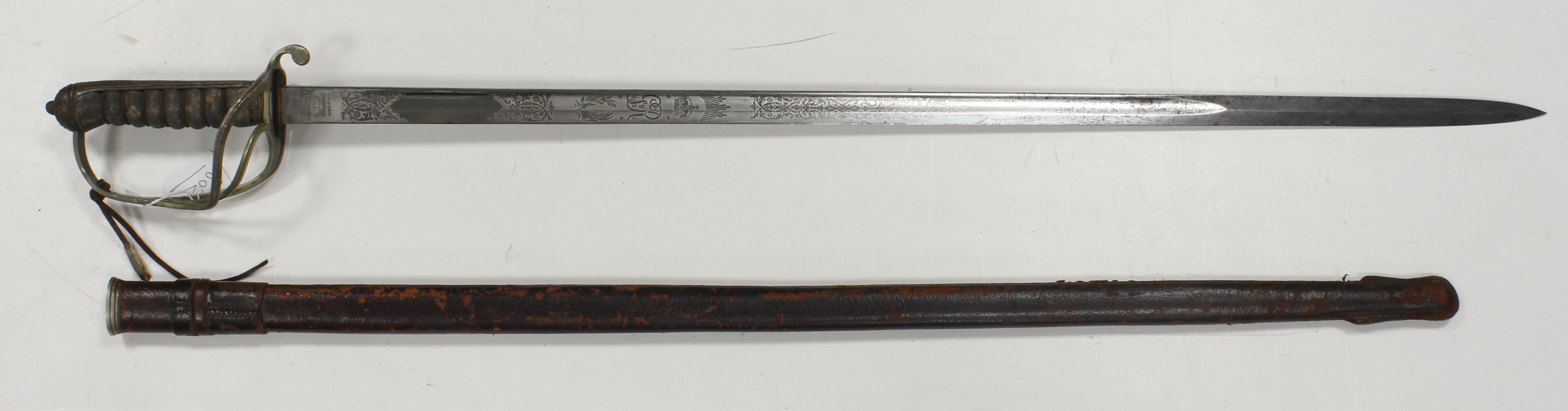 1821 pattern Artillery Officers Sword, blade 34", etched "Royal Artillery" etc No 16436. Maker "