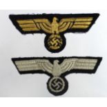 Germany from a one owner collection a pair of cloth breast eagles Wehrmacht and Kriegsmarine.