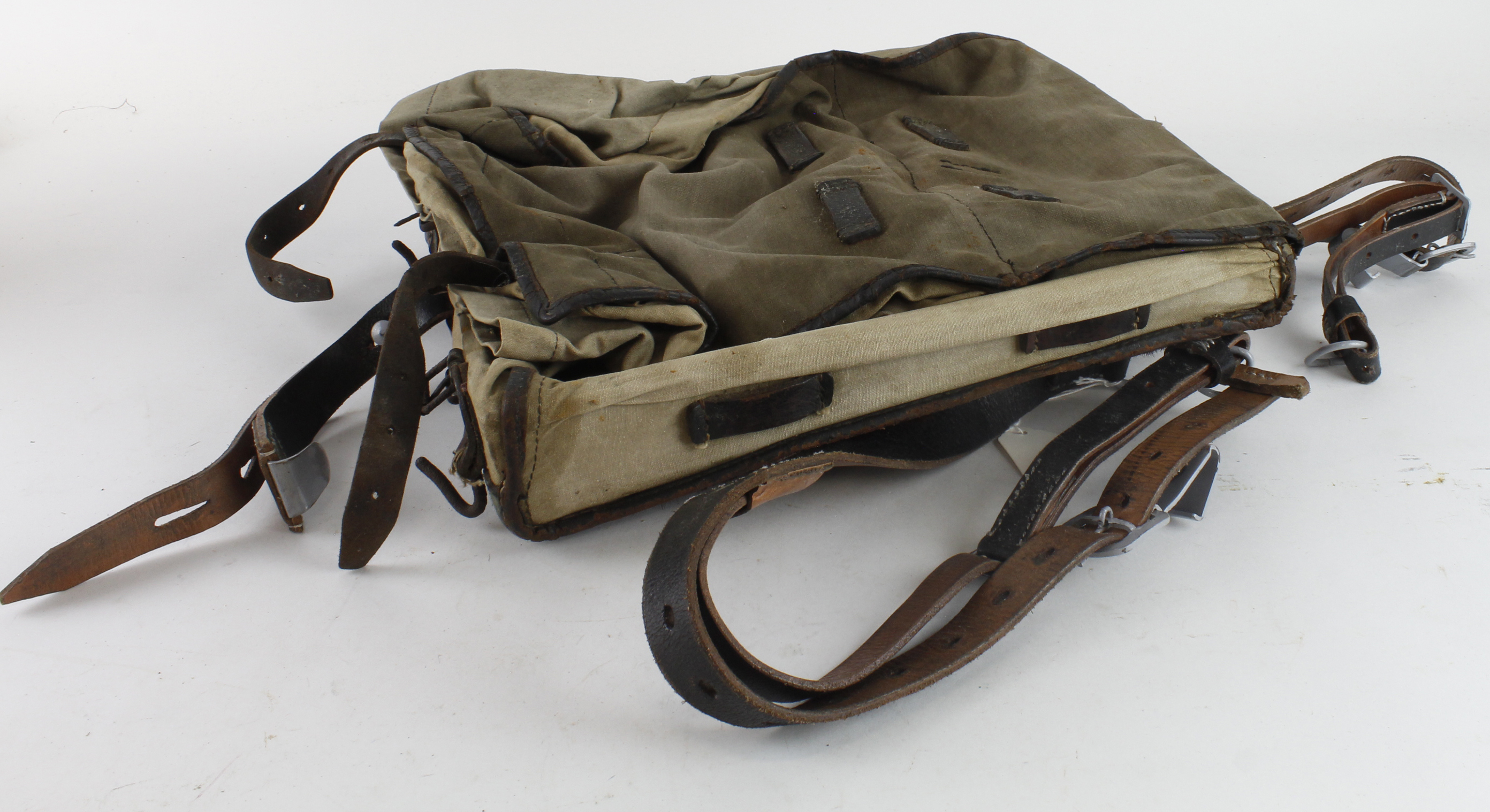 German WW2 back pack complete with leather shoulder straps.