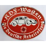 Germany from a one owner collection, a Volkswagen factory enamel sign for the VW Beetle KDF Wagen.