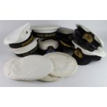 Military Caps with badges, large selection in two boxes (Buyer collects)