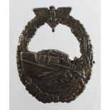 German from a one owner collection a Navy Kriegsmarine war badge, E Boat 1st pattern, maker marked