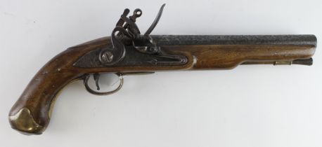 Flintlock military Dragon pattern pistol C.1800 with East India Company marks to the lock military