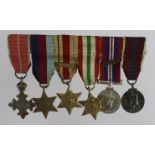 Minature Medal group mounted as worn - OBE (Mily), 1939-45 Star, Africa Star + 8th Army clasp, Italy