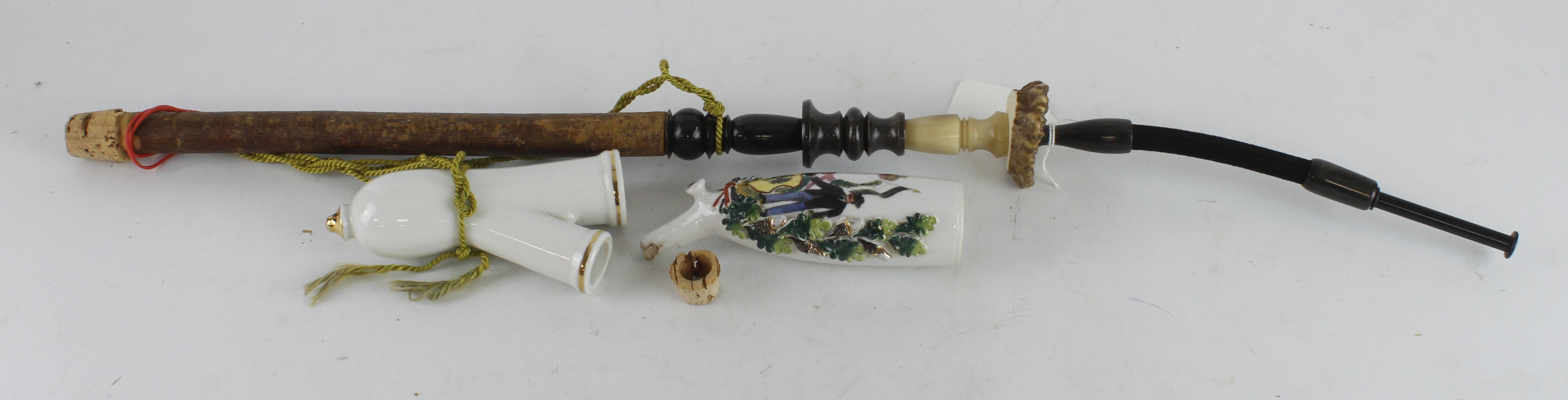 Imperial German a magnificent smokers pipe, highly decorative with painted bowel, minor damage.