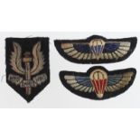 Badges SAS 3x different cloth badges, 1 Beret and 2x Jump wings.