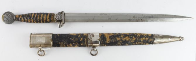 German WW2 original Luftwaffe dagger 1st pattern in scabbard quillon damaged.