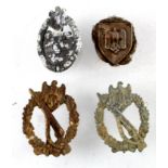 German WW2 Relic award badges including Infantry Assault, Tank Battle and marksman’s lanyard all