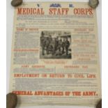 British Army Victorian original recruiting poster, The Medical Staff Corps (pre RAMC), March 1896,