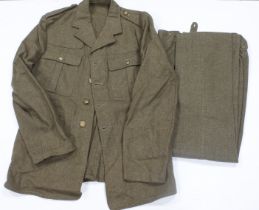 Post WW2, 22 Pattern soldiers service jacket and trousers good size 36-37 inch waist, ideal for