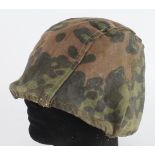 German Waffen SS Camo Helmet cover a scarce type with draw string. Possibly locally produced in