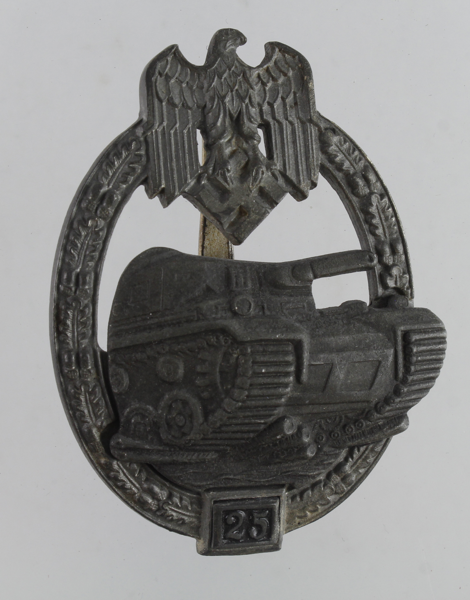 German from a one owner collection a Wehrmacht war badge Panzer Assault "25" by JFS.