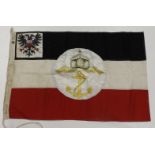 Imperial German a magnificent Imperial German flag 3 feet long, edge stamped to SMS Ship.