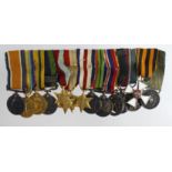 Minature Medal group mounted as worn - BWM & Victory Medal, Territorial War Medal, IGS GV with