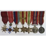 Minature Medal group mounted as worn - CB (Mily) Order of the Bath, OBE (Mily), 1939-45 Star, Africa