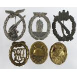 German WW2 badges and medals all original but damaged.