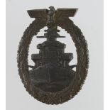 German 3rd Reich High Seas Fleet Badge, maker marked 'fo'.